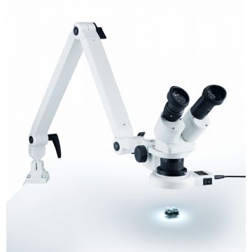 Auflicht-Stereo-Mikroskop mit LED-Auflicht-Ringleuchte und Federgelenkarm(TRANSLATE)